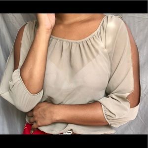Sheer tan blouse